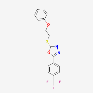 molecular formula C17H13F3N2O2S B2740427 苯基2-({5-[4-(三氟甲基)苯基]-1,3,4-噁二唑-2-基}硫代基)乙基醚 CAS No. 477857-08-2