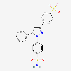 molecular formula C21H18FN3O4S2 B2740429 4-{3-[4-(氟磺酰)苯基]-5-苯基-2-吡唑啉基}苯磺酰胺 CAS No. 116919-50-7