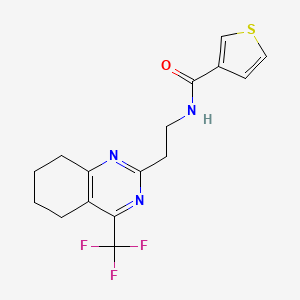 molecular formula C16H16F3N3OS B2740430 N-(2-(4-(trifluoromethyl)-5,6,7,8-tetrahydroquinazolin-2-yl)ethyl)thiophene-3-carboxamide CAS No. 1396637-17-4