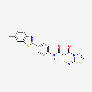 molecular formula C21H14N4O2S2 B2740433 N-(4-(6-甲基苯并[1,2-d]噻唑-2-基)苯基)-5-氧代-5H-噻唑并[3,2-a]嘧啶-6-羧酰胺 CAS No. 851944-20-2