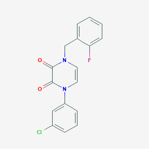 molecular formula C17H12ClFN2O2 B2740437 1-(3-Chlorophenyl)-4-[(2-fluorophenyl)methyl]pyrazine-2,3-dione CAS No. 895651-09-9