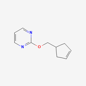 molecular formula C10H12N2O B2740448 2-[(Cyclopent-3-en-1-yl)methoxy]pyrimidine CAS No. 2197996-92-0