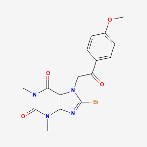 molecular formula C16H15BrN4O4 B2740449 8-bromo-7-(2-(4-methoxyphenyl)-2-oxoethyl)-1,3-dimethyl-1H-purine-2,6(3H,7H)-dione CAS No. 57445-11-1