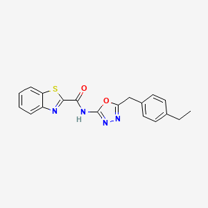 molecular formula C19H16N4O2S B2740457 N-(5-(4-ethylbenzyl)-1,3,4-oxadiazol-2-yl)benzo[d]thiazole-2-carboxamide CAS No. 1170484-62-4