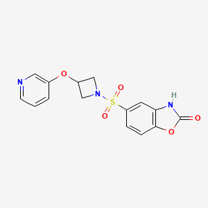 molecular formula C15H13N3O5S B2740461 5-((3-(吡啶-3-氧基)吖唑啉-1-基)磺酰)苯并[d]噁唑-2(3H)-酮 CAS No. 1904048-29-8