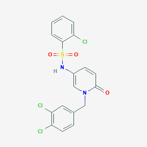 molecular formula C18H13Cl3N2O3S B2740463 2-chloro-N-[1-(3,4-dichlorobenzyl)-6-oxo-1,6-dihydro-3-pyridinyl]benzenesulfonamide CAS No. 339009-19-7