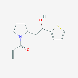 molecular formula C13H17NO2S B2740472 1-[2-(2-Hydroxy-2-thiophen-2-ylethyl)pyrrolidin-1-yl]prop-2-en-1-one CAS No. 2103648-29-7