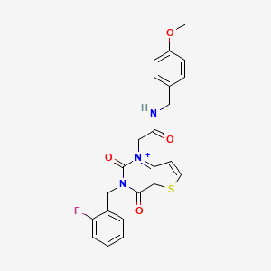 molecular formula C23H20FN3O4S B2740473 2-{3-[(2-fluorophenyl)methyl]-2,4-dioxo-1H,2H,3H,4H-thieno[3,2-d]pyrimidin-1-yl}-N-[(4-methoxyphenyl)methyl]acetamide CAS No. 1252915-50-6