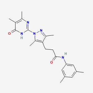 molecular formula C22H27N5O2 B2740483 3-(1-(4,5-dimethyl-6-oxo-1,6-dihydropyrimidin-2-yl)-3,5-dimethyl-1H-pyrazol-4-yl)-N-(3,5-dimethylphenyl)propanamide CAS No. 1171708-20-5