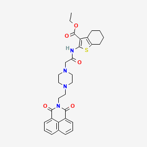 molecular formula C31H34N4O5S B2740496 ethyl 2-(2-(4-(2-(1,3-dioxo-1H-benzo[de]isoquinolin-2(3H)-yl)ethyl)piperazin-1-yl)acetamido)-4,5,6,7-tetrahydrobenzo[b]thiophene-3-carboxylate CAS No. 496777-49-2