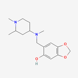 molecular formula C16H24N2O3 B2740505 6-[[(1,2-二甲基哌啶-4-基)-甲基氨基]甲基]-1,3-苯并二氧杂环戊醇-5-醇 CAS No. 2174000-36-1