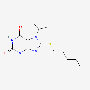 molecular formula C14H22N4O2S B2740509 3-Methyl-8-pentylsulfanyl-7-propan-2-ylpurine-2,6-dione CAS No. 331751-83-8