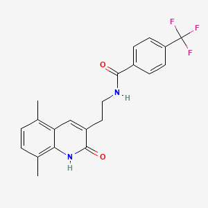 molecular formula C21H19F3N2O2 B2740511 N-[2-(5,8-dimethyl-2-oxo-1H-quinolin-3-yl)ethyl]-4-(trifluoromethyl)benzamide CAS No. 851407-36-8