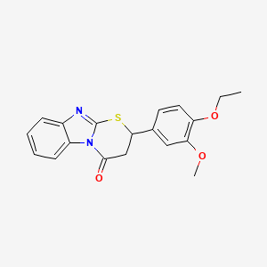 molecular formula C19H18N2O3S B2740525 11-(4-Ethoxy-3-methoxyphenyl)-10-thia-1,8-diazatricyclo[7.4.0.0^{2,7}]trideca-2(7),3,5,8-tetraen-13-one CAS No. 326889-44-5