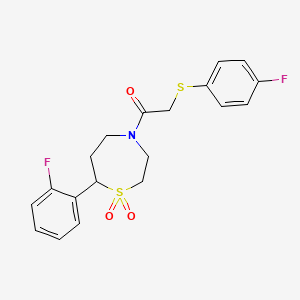 1-(7-(2-Fluorophenyl)-1,1-dioxido-1,4-thiazepan-4-yl)-2-((4-fluorophenyl)thio)ethanone