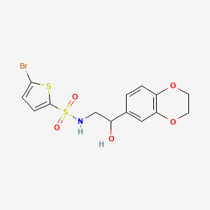 molecular formula C14H14BrNO5S2 B2740534 5-溴-N-(2-(2,3-二氢苯并[b][1,4]二噁杂环戊-6-基)-2-羟基乙基)噻吩-2-磺酰胺 CAS No. 2034606-81-8