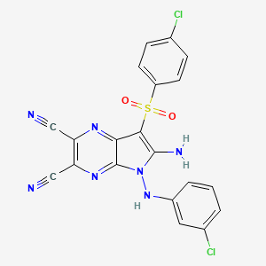 6-Amino-5-(3-chloroanilino)-7-(4-chlorophenyl)sulfonylpyrrolo[2,3-b]pyrazine-2,3-dicarbonitrile