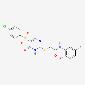 2-[[5-(4-chlorophenyl)sulfonyl-6-oxo-1H-pyrimidin-2-yl]sulfanyl]-N-(2,5-difluorophenyl)acetamide