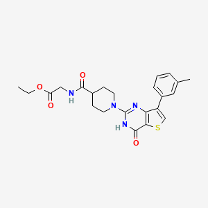 molecular formula C23H26N4O4S B2740552 乙酸2-(1-(4-氧代-7-(间甲苯基)-3,4-二氢噻吩[3,2-d]嘧啶-2-基)哌啶-4-甲酰胺)酯 CAS No. 1242927-13-4