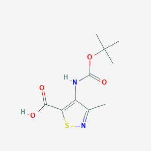 molecular formula C10H14N2O4S B2740561 4-((叔丁氧羰基)氨基)-3-甲基异噻唑-5-甲酸 CAS No. 876191-57-0