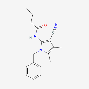 molecular formula C18H21N3O B2740563 N-(1-benzyl-3-cyano-4,5-dimethyl-1H-pyrrol-2-yl)butanamide CAS No. 478033-00-0