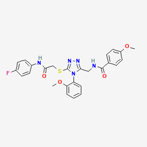 N-((5-((2-((4-fluorophenyl)amino)-2-oxoethyl)thio)-4-(2-methoxyphenyl)-4H-1,2,4-triazol-3-yl)methyl)-4-methoxybenzamide