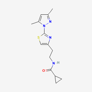 N-(2-(2-(3,5-dimethyl-1H-pyrazol-1-yl)thiazol-4-yl)ethyl)cyclopropanecarboxamide