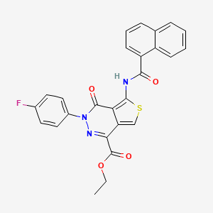 molecular formula C26H18FN3O4S B2740571 乙酸3-(4-氟苯基)-5-(萘-1-甲酰氨基)-4-氧代噻吩[3,4-d]吡啶-1-甲酸酯 CAS No. 851949-58-1