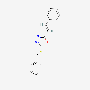 molecular formula C18H16N2OS B2740580 4-甲基苯甲基-5-[(E)-2-苯乙烯基]-1,3,4-噁二唑-2-基硫醚 CAS No. 478047-50-6