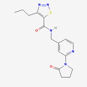 molecular formula C16H19N5O2S B2740582 N-((2-(2-氧代吡咯啉-1-基)吡啶-4-基)甲基)-4-丙基-1,2,3-噻二唑-5-甲酸酰胺 CAS No. 2034536-14-4