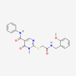 molecular formula C22H22N4O4S B2740586 2-((2-((2-甲氧基苯甲基)氨基)-2-氧代乙基)硫)-1-甲基-6-氧代-N-苯基-1,6-二氢嘧啶-5-甲酸酰胺 CAS No. 894054-25-2