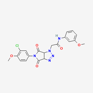 molecular formula C20H18ClN5O5 B2740587 2-[5-(3-氯-4-甲氧基苯基)-4,6-二氧代-4,5,6,6a-四氢吡咯并[3,4-d][1,2,3]三唑-1(3aH)-基]-N-(3-甲氧基苯基)乙酰胺 CAS No. 1052605-59-0