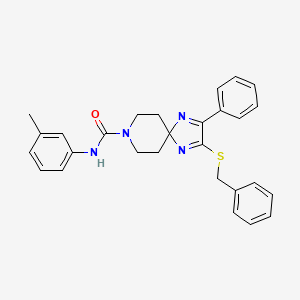 molecular formula C28H28N4OS B2740591 2-(苄硫)-3-苯基-N-(间甲苯)-1,4,8-三氮杂螺[4.5]癸-1,3-二烯-8-甲酸酰胺 CAS No. 894884-46-9