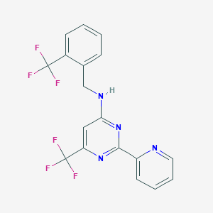 molecular formula C18H12F6N4 B2740596 2-(2-pyridinyl)-6-(trifluoromethyl)-N-[2-(trifluoromethyl)benzyl]-4-pyrimidinamine CAS No. 338754-46-4