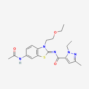 (E)-N-(6-acetamido-3-(2-ethoxyethyl)benzo[d]thiazol-2(3H)-ylidene)-1-ethyl-3-methyl-1H-pyrazole-5-carboxamide
