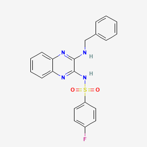 molecular formula C21H17FN4O2S B2740608 N-(3-(苄胺)喹喔啉-2-基)-4-氟苯磺酰胺 CAS No. 577697-79-1