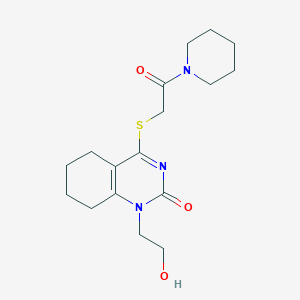 molecular formula C17H25N3O3S B2740630 1-(2-hydroxyethyl)-4-((2-oxo-2-(piperidin-1-yl)ethyl)thio)-5,6,7,8-tetrahydroquinazolin-2(1H)-one CAS No. 941920-28-1