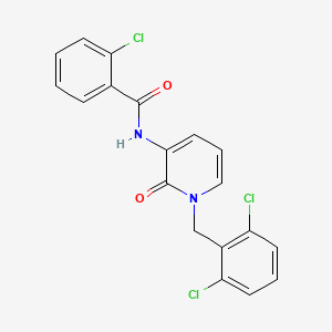 molecular formula C19H13Cl3N2O2 B2740634 2-chloro-N-[1-(2,6-dichlorobenzyl)-2-oxo-1,2-dihydro-3-pyridinyl]benzenecarboxamide CAS No. 338784-47-7