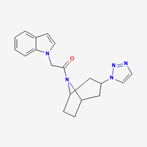 molecular formula C19H21N5O B2740636 1-((1R,5S)-3-(1H-1,2,3-三唑-1-基)-8-氮杂双环[3.2.1]辛烷-8-基)-2-(1H-吲哚-1-基)乙酮 CAS No. 2319632-70-5