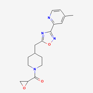 molecular formula C17H20N4O3 B2740640 [4-[[3-(4-Methylpyridin-2-yl)-1,2,4-oxadiazol-5-yl]methyl]piperidin-1-yl]-(oxiran-2-yl)methanone CAS No. 2411295-00-4