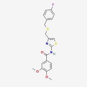 molecular formula C20H19FN2O3S2 B2740642 N-(4-(((4-氟苯甲基)硫)甲基)噻唑-2-基)-3,4-二甲氧基苯甲酰胺 CAS No. 941973-77-9