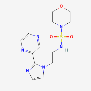 molecular formula C13H18N6O3S B2740649 N-(2-(2-(pyrazin-2-yl)-1H-imidazol-1-yl)ethyl)morpholine-4-sulfonamide CAS No. 2034451-50-6