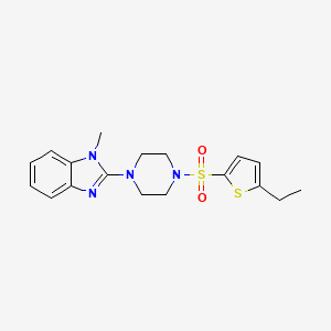 molecular formula C18H22N4O2S2 B2740674 2-(4-((5-乙硫基呋喃-2-基)磺酰)哌嗪-1-基)-1-甲基-1H-苯并[d]咪唑啉 CAS No. 1226435-21-7