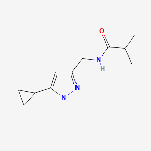 molecular formula C12H19N3O B2740688 N-((5-cyclopropyl-1-methyl-1H-pyrazol-3-yl)methyl)isobutyramide CAS No. 1448061-30-0