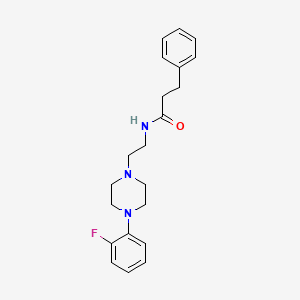 molecular formula C21H26FN3O B2740693 N-(2-(4-(2-氟苯基)哌嗪-1-基)乙基)-3-苯基丙酰胺 CAS No. 1049417-58-4