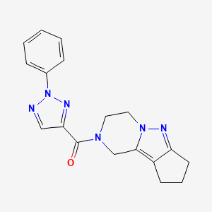 molecular formula C18H18N6O B2740695 (2-phenyl-2H-1,2,3-triazol-4-yl)(3,4,8,9-tetrahydro-1H-cyclopenta[3,4]pyrazolo[1,5-a]pyrazin-2(7H)-yl)methanone CAS No. 2034456-13-6