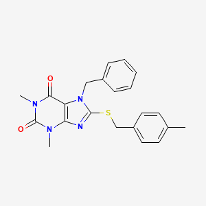 molecular formula C22H22N4O2S B2740699 7-Benzyl-1,3-dimethyl-8-[(4-methylphenyl)methylsulfanyl]purine-2,6-dione CAS No. 372971-73-8