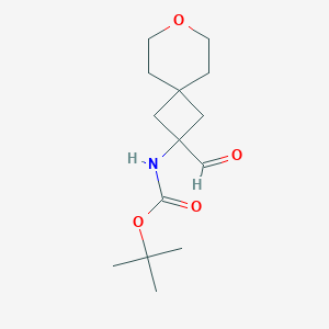 molecular formula C14H23NO4 B2740703 叔丁基-N-(2-甲酰基-7-氧代螺[3.5]壬烷-2-基)碳酸叔丁酯 CAS No. 2503202-11-5