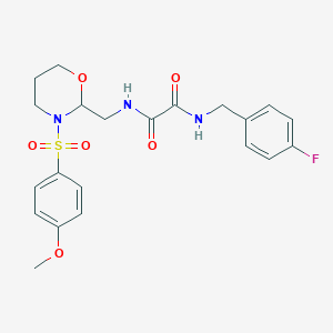 molecular formula C21H24FN3O6S B2740706 N1-(4-fluorobenzyl)-N2-((3-((4-methoxyphenyl)sulfonyl)-1,3-oxazinan-2-yl)methyl)oxalamide CAS No. 869071-52-3