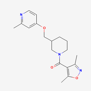 molecular formula C18H23N3O3 B2740708 (3,5-Dimethyl-1,2-oxazol-4-yl)-[3-[(2-methylpyridin-4-yl)oxymethyl]piperidin-1-yl]methanone CAS No. 2379986-05-5